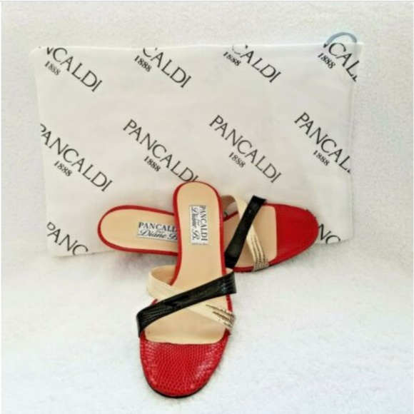 New Pancaldi Snake Strap Sandals 9.5AA Kitten Heel - Picture 3 of 8